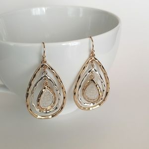 Two toned Hammered Raindrop earrings